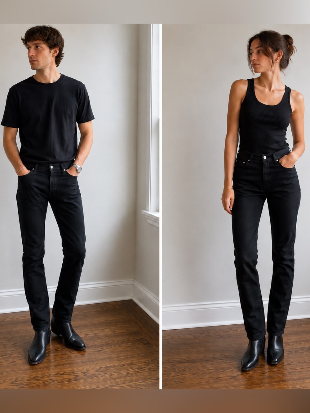 NWT Helmut Lang Black Straight Leg Jeans 26 Made Italy 35” Inseam